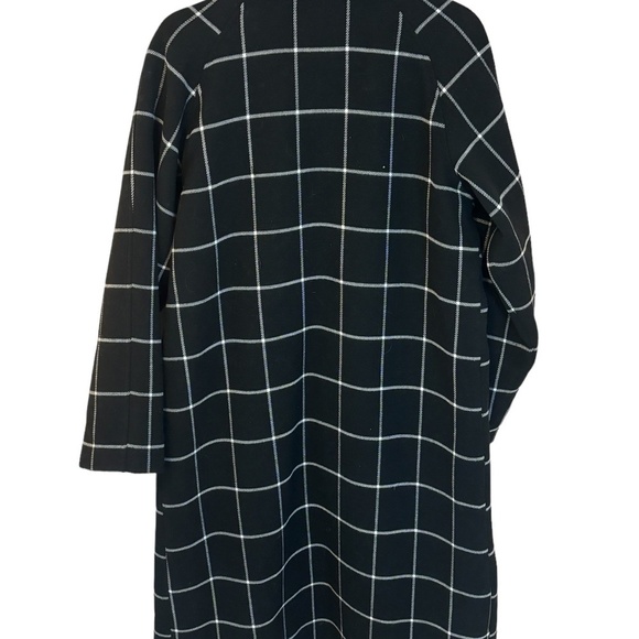Joe Fresh Black & White Plaid Open Front Long Oversized Jacket Coat Sz Small - Picture 6 of 9
